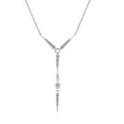 14K White Gold Diamond Spike Y Knot Necklace
